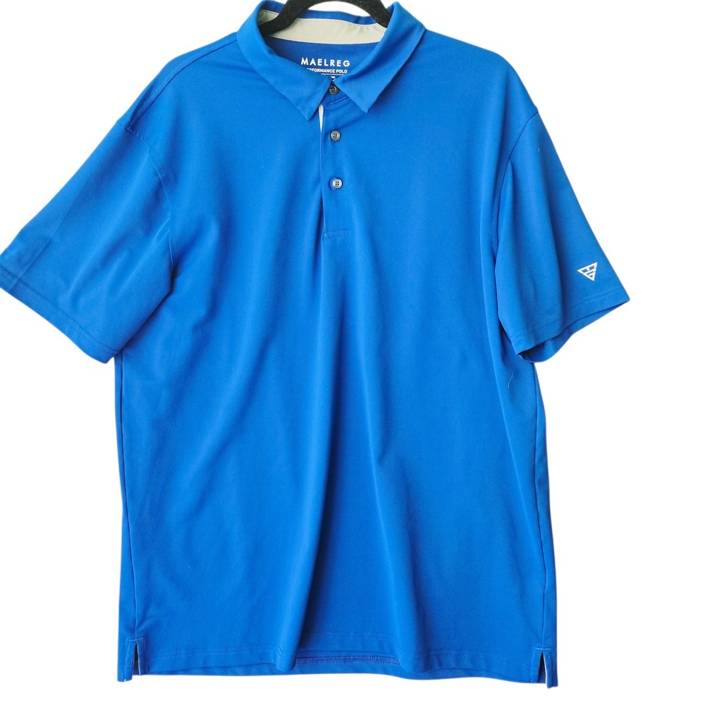 MAELREG Performance Polo Shirt Blue XL Golf‎ Athletic Short Sleeve Button Up Top - Picture 4 of 10